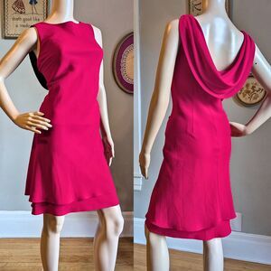 Vintage 90s Evan Picone Red Mini Dress Cowl Back Siren Cocktail Size 6